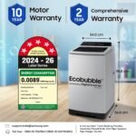 Samsung 7 kg, 5 Star, Eco Bubble Technology, Digital Inverter Motor, Soft Closing Door, Fully-Automatic Top Load Washing Machine (WA70BG4441YYTL, Lavender Gray) - Image 2
