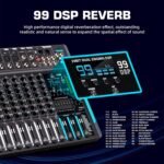hayden HY-8FX 10-Channel DJ Mixer With 99 DSP Reverb, 7-Band EQ, USB, Bluetooth, 48V Phantom, One-Click Mute Pro Sound Console For Recording, Stage, Studio, And Live Performance, Black - Image 9