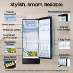 Samsung 183 L, 4 Star, Digital Inverter, Direct-Cool Single Door Refrigerator (RR20H28249U/NL, Paradise Bloom Blue, Base Stand Drawer, Single Touch Defrost, 2026 Model) - Image 5