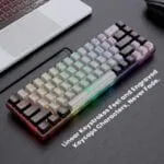 GEODMAER 65% Gaming Keyboard, Wired Backlit Mini Keyboard, Ultra-Compact Anti-Ghosting No-Conflict 68 Keys Membrane Gaming Wired Keyboard for PC Laptop Mac Gamer (Grey-Black) - Image 2