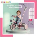 Kidsmate Junior Tricycle for Kids with Parental Control | Cycle for Kids 1-4 Years | Baby Cycle | Bicycle with Storage Basket, Cushion Seat and Seat Belt Carrying Capacity 30 Kgs (Pink-Grey) - Image 9