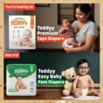 TEDDYY Premium Baby NB Size Diaper Tape Style | 66 Count (New Born) | 2-5 kgs (Pack of 1) | Quick Absorbency | Extra Super Soft | Anti - Bacterial | Colour Changing Wetness Indicator with Adjustable Grip Tapes - Image 6