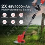 Electric Wireless Rechargeable Edge Cutter 48V - 25cm Cutting Width | 2-in-1 Mower & Trimmer | Adjustable Height | 3 Blade Types | Lightweight & Portable | Lawns & Gardens - Image 7