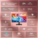 Acer EK240Y P6 P6 23.8 Inch IPS Full HD Backlit LED Monitor I 144Hz Refresh Rate, 1MS VRB Response Time, AMD FreeSync I 1 x VGA 1 x HDMI with Inbox HDMI Cable I Zero Frame Design I Eye Care I Black - Image 8