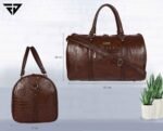 Fur Jaden Brown Textured Leatherette Stylish & Spacious Weekender Duffle Bag for Travel for Men and Women - Image 6