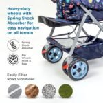 Mee Mee Little Explorer Baby Stroller/Pram for 0–3 Years | Foldable with Reversible Handle | 5-Point Safety Harness | Adjustable 3-Position Recline | 360° Wheels & Large Storage Basket | Navy Blue - Image 5