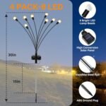 Plastic Firefly Outdoor Solar Decoration Waterproof LED Light For Garden Balcony (Pack Of 1), 4.8 X 4.8 X36.3 cm,Gold - Image 4