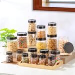 CELLO Checkers Kitchen Storage Container Box Set of 18 Pcs Grey (6x300ml, 6x650ml, 6x1200ml) | Transparent Unbreakable Fridge Safe Stackable Airtight Storage Canister Set For Spices Dry Fruits Grains - Image 9