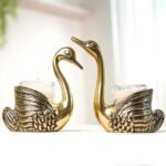BEHOMA Pair of Swan Candle Holder with Giftbox for Home Decor, Gold - Image 8