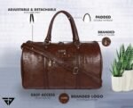 Fur Jaden Brown Textured Leatherette Stylish & Spacious Weekender Duffle Bag for Travel for Men and Women - Image 2