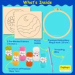 Craftinger Punch Needle Embroidery Kit for Beginners | DIY Landscap and Flower Punch Needle Art Set with 8 Inch Hoop, Pre-Marked Fabric (20x20cm), 6 Colour 10-Ply Yarn, Punch Needle & Threader | Craft Kit for Kids & Adults - Image 2