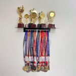 Large Metal Trophy Stand with Medal Holder for Wall - Holds Up to 8 Trophies and 30 Medals - Glossy Black Finish - Metal Display for Sports Achievements - Perfect for Homes, Schools, and Sports Clubs - Image 3