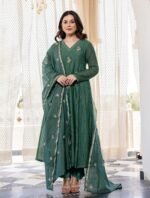 KLOSIA Women Embroidery Solid Anarkali Kurta and Pant Set with Dupatta - Image 8