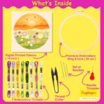 Craftinger Embroidery Kit for Beginners – 10 Inch Digital Printed Fabric (1 Pc) | 8 Inch (20 cm) Premium Embroidery Hoop | 7 Color Threads | Needles Set + Needle Threader + Thread Cutter | Stitching Kit for Adults & Kids | DIY Art Craft Kit - Image 2