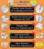 Advanso Leakage Proof cloth diaper for babies 0 to 3 years High Absorbent 1 Reusable diaper cover 1 Insert pad combo Pack 5-18Kg Adjustable free size Washable Pocket cloth diapers for babies P25 - Image 2