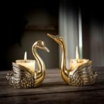 BEHOMA Pair of Swan Candle Holder with Giftbox for Home Decor, Gold - Image 7