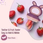LuvLap Silicone Food/Fruit Nibbler with Extra Mesh, Soft Pacifier/Feeder, Teether for Baby, Infant, Bunny Violet & Pink - Image 3