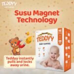 TEDDYY Premium Baby NB Size Diaper Tape Style | 66 Count (New Born) | 2-5 kgs (Pack of 1) | Quick Absorbency | Extra Super Soft | Anti - Bacterial | Colour Changing Wetness Indicator with Adjustable Grip Tapes - Image 3