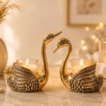 BEHOMA Pair of Swan Candle Holder with Giftbox for Home Decor, Gold - Image 2