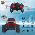 popsugar Off Roader Rechargeable Remote Control Car | RC Car Monster Truck | 4 Headlight Modes | Lithium Battery | C-Type Charging | 2.4GHz Remote Controller | Made in India, Red - Image 2