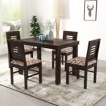 VK Furniture Sheesham Solid Wood 4 Seater Dining Table Set of Four with 4 Print Cushion Chairs for Dinner Hall Kitchen Living Room Home Office Restaurant |L45 X W30 X H30|Walnut - Image 2