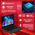 EBook 11.6" HD Laptop | Best Student & Office Work Laptop | Celeron N4020 | 4GB DDR4 | 128GB eMMC + M.2 SSD Expandable Slot | Win 11 Home |31Wh Battery | UHD Graphics 600 | Black - Image 2