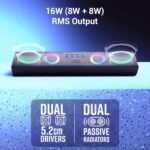 ZEBRONICS Astra 35, Portable Bluetooth Speaker, 16 Watts, Upto 8h Backup, Dual Drivers + Dual Passive Radiators, Call Function, Bluetooth v5.3 | USB | mSD| AUX, TWS, RGB LED - Image 2