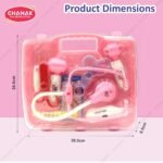 Chanak Premium Doctor Briefcase for Kids with LED Light Instruments - Pretend Play Set for Above 3 Years - 9 Piece Kit for Boys & Girls (Transparent Pink) - Image 3