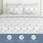 haus & kinder King Size Bedsheet with 2 Pillow Covers, 186 TC Cotton Bedsheet for Double Bed King Size 108X108 Inches Flat Bed Sheet | Classic Trellis, White - Image 5