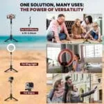 WeCool S6 Reinforced Bluetooth Selfie Stick with Tripod Stand, 45inc/ 113cm Long Selfie Stick with 6-Section Stable Base, Detachable Mobile Holder, Compatible with Mobile/GoPro for Video & Photoshoot - Image 4