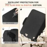 PSS Storage Bag, Hard Travel Carrying Case, Waterproof with Both Side Compartments Travel Accessories Compatible with PlayStation 5 Slim Disk/ Digital Edition Console Case - Image 4