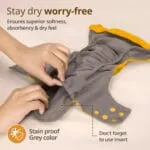 LuvLap Reusable Baby Cloth Diapers Combo Pack of 3 (3 Shell + 3 Pads) Double Leak Guard, High Absorption, Stain-Proof Comfort & Protection, 3m+, Rash Free, Adjustable Waist & Height with Snap Buttons - Image 5
