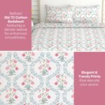 haus & kinder Double Bed Floral Bedsheet with 2 Pillow Covers| 90x100 Inches |186 TC Queen Size Cotton Bed Sheet Breathable | Soft | Pink Blossom - Image 4