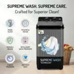 VW 8.5 kg semiautomatic Top Load Washer Only with Powerful Wash, V8 Supreme Wash, Black/Grey - Image 2