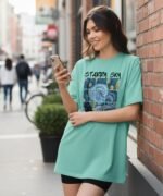 SHODOX® Women’s Cotton Blend Oversized Drop Shoulder Printed T-Shirt | Soft, Breathable & Light Weight | Loose Fit Stylish Top for Girls with Premium Graphic Print - Image 4