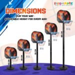 Kidsmate 3-in-1 Basketball Play Set for Kids with Adjustable Basketball Hoop, Tic Tac Toe & Dot Game Board, Basketball Net Stand Indoor Outdoor Toy, Best Gift for Boys & Girls - Multicolor - Image 3