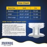 Friends Economy Adult Diaper XL Size Tape | 30 Count (Extra Large) | Waist 35.43 – 65.35 inch | Unisex | Leakproof | Long Protection hours |Wetness Indicator | Odour Lock & Anti-Bacterial Absorbent Core - Image 5