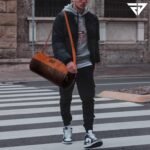 Fur Jaden Tan Leatherette Gym Bag for Men Women Boys Girls Travel Duffle Weekender Bag 23L - Image 2