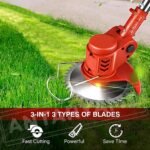 Electric Wireless Rechargeable Edge Cutter 48V - 25cm Cutting Width | 2-in-1 Mower & Trimmer | Adjustable Height | 3 Blade Types | Lightweight & Portable | Lawns & Gardens - Image 5
