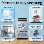 Samsung 7 kg, 5 Star, Eco Bubble Technology, Digital Inverter Motor, Soft Closing Door, Fully-Automatic Top Load Washing Machine (WA70BG4441YYTL, Lavender Gray) - Image 3