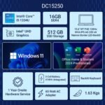 Dell DC15250, 15.6" (39.62 cm) FHD Laptop with Intel Core i5-1334U, 16GB RAM, 512GB SSD, 120Hz, 250 Nits Display, Wi-Fi 6, Windows 11 Home, MSO 11–Sleek, Fast & Reliable for Work, Study & Everyday Use - Image 2