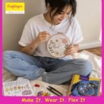 Craftinger Stick & Stitch Embroidery Kit for Beginners & Adults | 66 Pre-Printed Designs,12 Color Threads, 8 Inch Hoop | DIY Embroidery Starter Kit, Sewing Craft Kit, Floral Embroidery Patterns - Image 6
