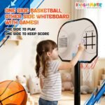 Kidsmate 3-in-1 Basketball Play Set for Kids with Adjustable Basketball Hoop, Tic Tac Toe & Dot Game Board, Basketball Net Stand Indoor Outdoor Toy, Best Gift for Boys & Girls - Multicolor - Image 7