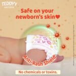 TEDDYY Premium Baby NB Size Diaper Tape Style | 66 Count (New Born) | 2-5 kgs (Pack of 1) | Quick Absorbency | Extra Super Soft | Anti - Bacterial | Colour Changing Wetness Indicator with Adjustable Grip Tapes - Image 5