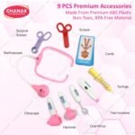 Chanak Premium Doctor Briefcase for Kids with LED Light Instruments - Pretend Play Set for Above 3 Years - 9 Piece Kit for Boys & Girls (Transparent Pink) - Image 2