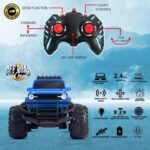 popsugar Off Roader Rechargeable Remote Control Car | RC Car Monster Truck | 4 Headlight Modes | Lithium Battery | C-Type Charging | 2.4GHz Remote Controller | Made in India, Blue - Image 2