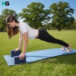 Yoga Blocks Pack of 2 with Belt and 2 Knee Pad for Exercise, Yoga, Pilates & Gym Block Pair to Improve Strength, Balance, Stretching Yoga Bricks Set with Strap for Women and Men, Navy Blue - Image 4