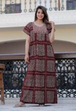 G4Girl Pure Cotton Embroidery Nighty for Women's | Night Gown | Nighty | Nightdress | Maxi | Sleepwear | Jaipuri Nighty | Nighties | Gown - Image 6