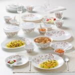Larah by Borosil Silk Series Opalware Dinner Set | 19 Pieces for Family of 6 | Microwave & Dishwasher Safe | Bone-Ash Free | Crockery Set for Dining & Gifting | Plates & Bowls (Red Bud) - Image 3
