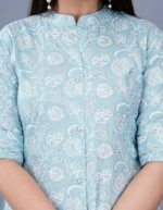 Women's Rayon Flax A-Line Kurti with Mandarin Collar, Printed Calf Length Elbow Sleeve Tunic for Formal & Casual Wear - Image 7